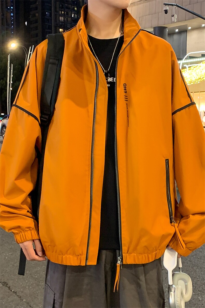 大码秋冬季棒球领夹克潮酷宽松工装风男外套JK452p65,男装夹克,电商D315