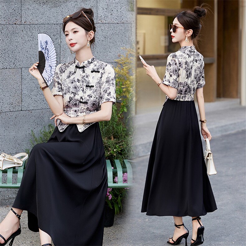 知性通勤拼色条纹衬衫半身裙女2025年入春穿搭一整套，女装连衣裙，韩然一族