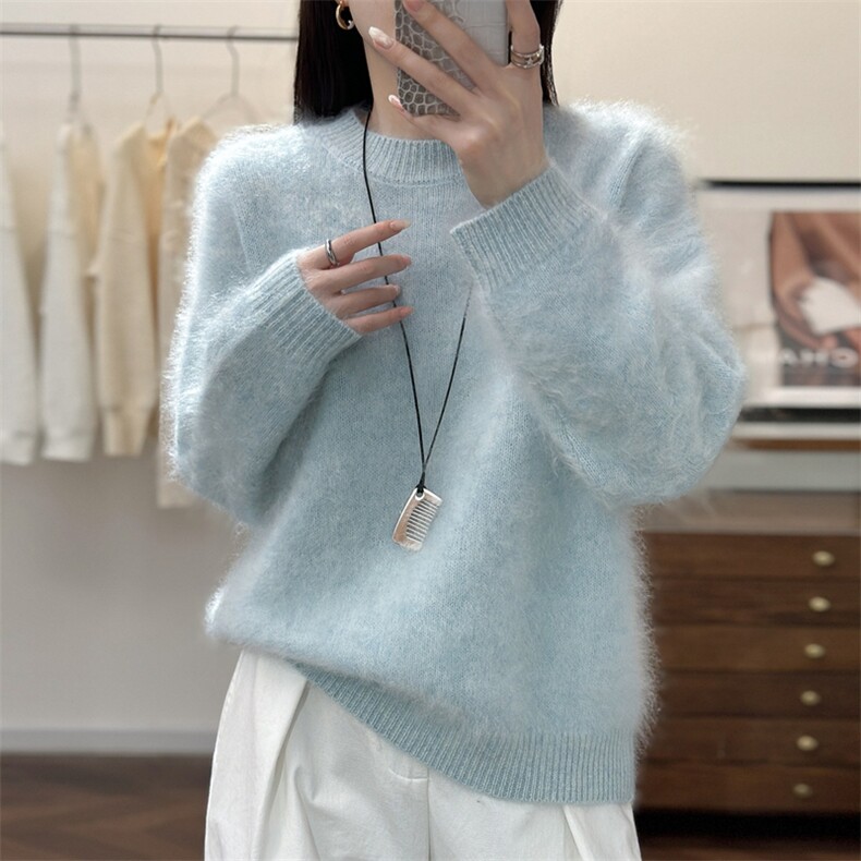 2025年秋季圆领长袖单件套头通勤时尚百搭通勤简约休闲，女装羊绒衫，仟禧羊绒