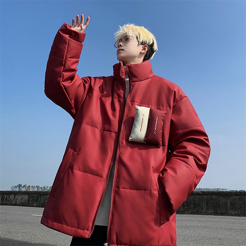 PU皮棉衣男冬季新款港风立领宽松休闲棉服学生面包服MF8603-P85图片
