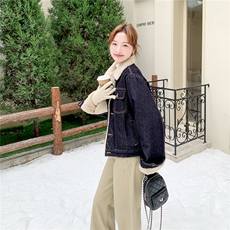 现货2D078-Y3375-P205K318牛仔羊羔毛，女装棉衣/棉服，2D078