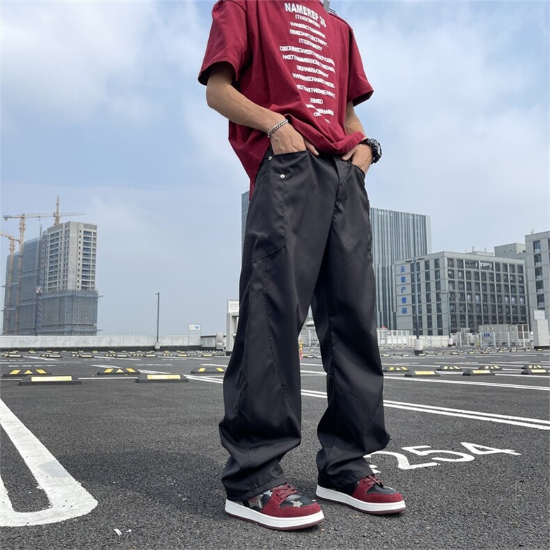 夏秋新款男士时尚潮流立体裁剪大口袋休闲裤慵懒风阔腿裤K026/P40,男装休闲裤,星座506