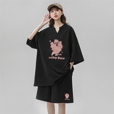 中性风23新款印花宽松短袖T恤时尚百搭短裤套装TZ61142P65控88，男装牛仔裤，电商A268