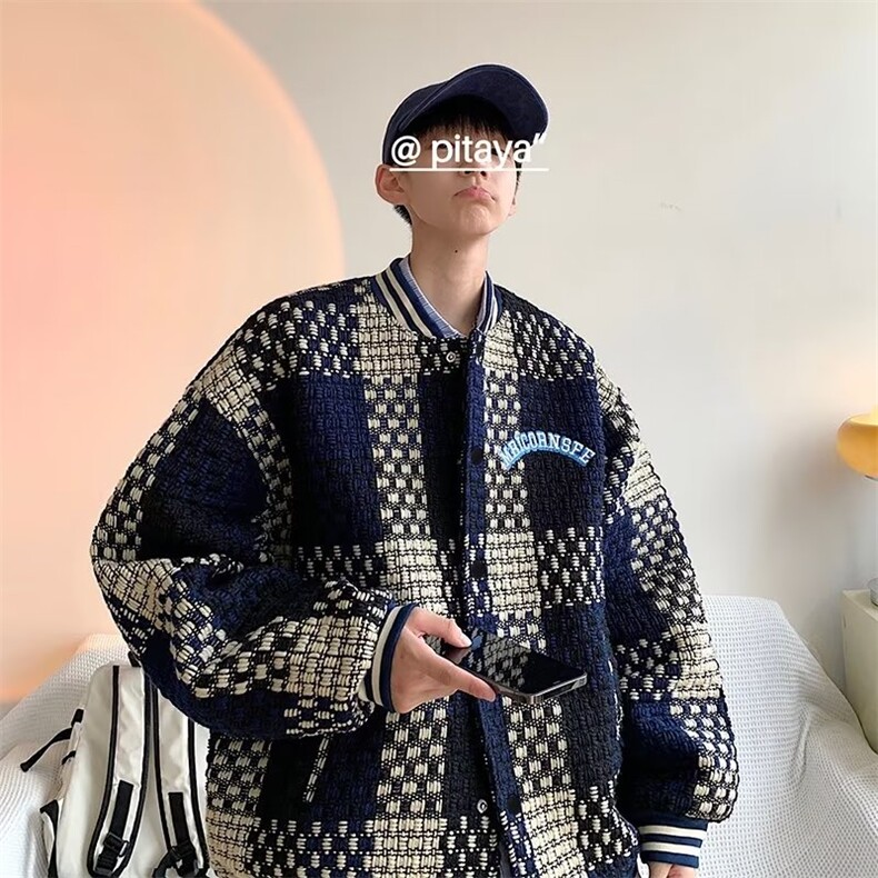 小香风格子外套男ins潮春秋痞帅炸街设计感日系MG49P65,男装夹克,星座1116-2