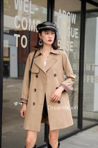 2021年秋季新款外套水洗中长款时尚百搭修身显瘦中长款风衣,女装风衣,梦中秋月