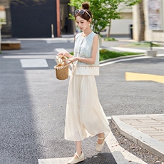套装裙2025夏新款韩系高级感小香风独特绝美漂亮无袖背心出游穿搭，女装套装/套裙，韩宇舍