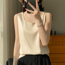 2024年夏季纯色百搭时尚气质套头显瘦背心吊带，女装背心吊带，绒宛羊绒