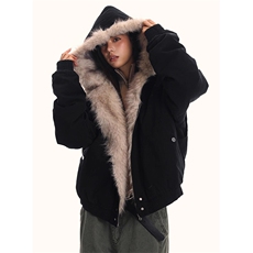 现货高品质美式高街冬季重磅硬挺短款座山雕毛领棉衣男女加厚外套，男装棉衣，电商A486-1