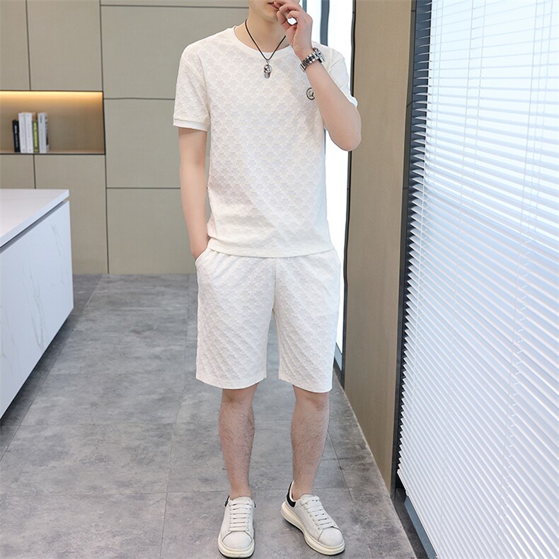 时尚休闲男装夏季新款短袖T恤polo衫中年翻领薄款半袖体恤男套装,男装休闲套装,电商B212（原钱塘6029）