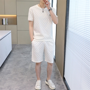 时尚休闲男装夏季新款短袖T恤polo衫中年翻领薄款半袖体恤男套装