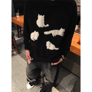 秋冬加厚毛衣男女潮流宽松日系针织衫冬季机洗慵懒线衣外套潮图片