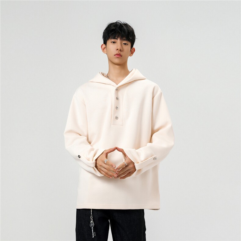 2025秋季新款亨利纽扣休闲cleanfit连帽卫衣GW051-P55-控78,男装卫衣,星座216(原A116)