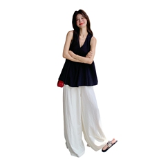 法式复古气质减龄背心阔腿裤女2025夏季新款高级感小众设计感套装，女装套装/套裙，浙宝220A