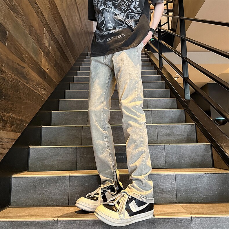 2024秋季新款外景大码美式修身拉链牛仔裤M-5XGK24384-P60，男装牛仔裤，电商A022