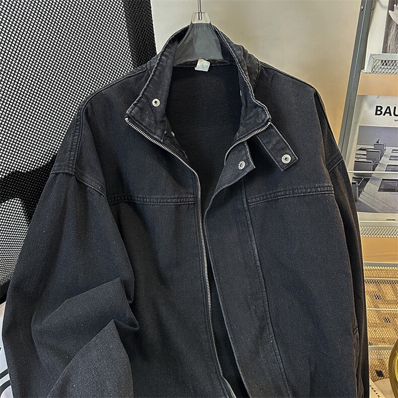 牛仔外套男美式宽松休闲立领夹克港风时尚潮牌上衣服JK0893-P75,男装工装外套,星座308B-2