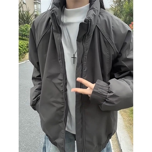 现货美式高街休闲棉衣夹克三防立领纯色户外工装加厚棉服外套图片