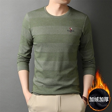 21冬季男装衣服休闲纯色圆领加绒加厚中年男士长袖T恤GR5985-P80，男装T恤，电商B212（原钱塘6029）