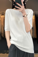 秋冬季新款纯色毛衣女短袖宽松显瘦百搭上衣，女装针织衫/毛衣，贵皇网供仓