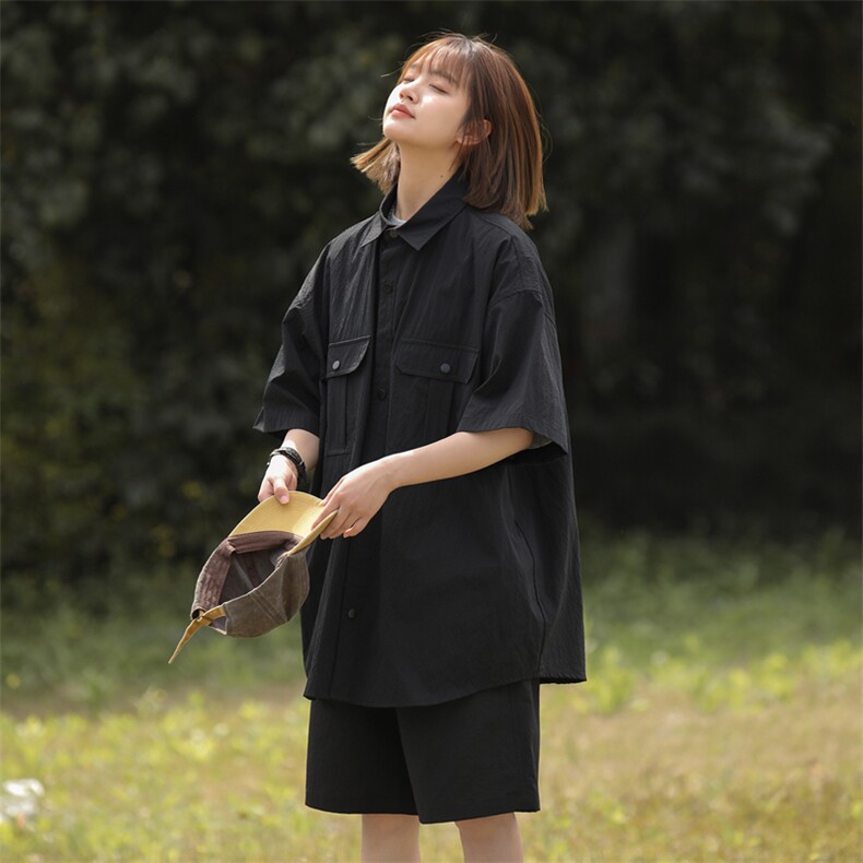 短袖衬衫男新款夏季薄款透气搭配套装短裤宽松翻领衬衣TZ070-P88,男装衬衫,星座308B-2