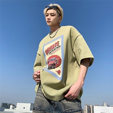 青少年潮流美式复古短袖重磅宽松休闲T恤上衣JK23275-p35-控48，男装T恤，星座605(原A050)