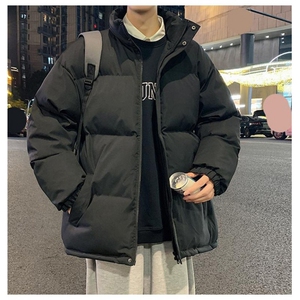 简约男秋冬季加厚防寒棉服外套宽松休闲棉衣气质上衣