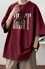 XT5117-TP25控价38印花宽松短袖T恤男简约个性青少年港风上衣，男装T恤，电商A102-1