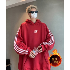 抖音得物供货提供视频秋冬重磅美式宽松织带连帽卫衣0606，男装卫衣，电商A486