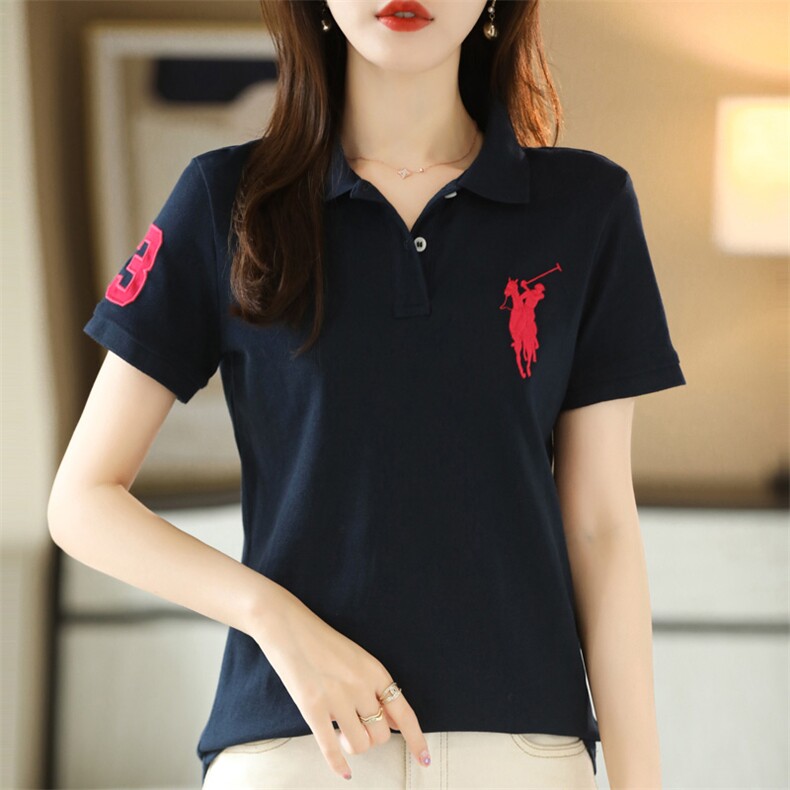 2025春季新款休闲百搭经典马加三女款Polo衫,女装T恤,德尔信羊绒