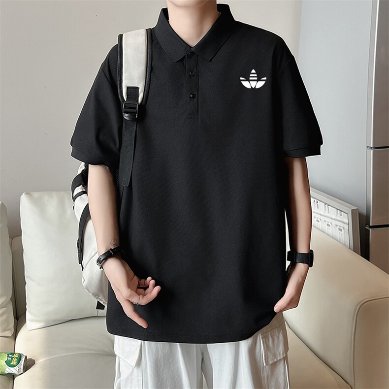 P33短袖男夏季新款印花潮流半袖上衣休闲透气高级翻领polo衫T恤衫，男装T恤，星座115A-2