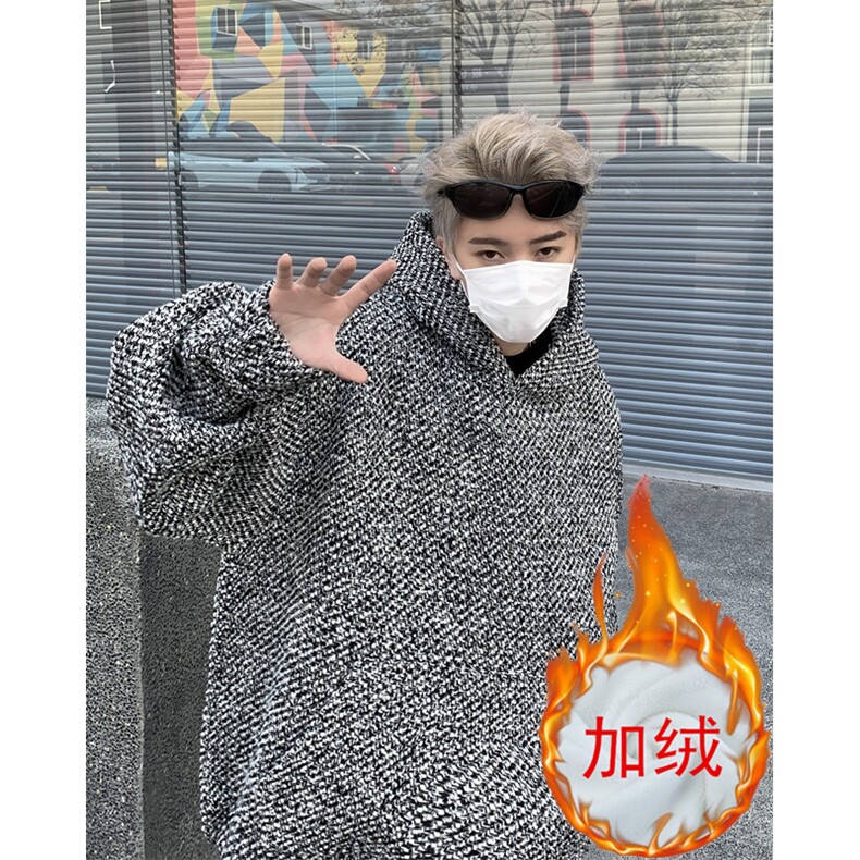 美式复古编织连帽卫衣潮牌宽松休闲加绒保暖百搭上衣,男装卫衣,星座410-6（原星座1304-1）