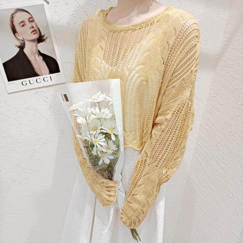 圆领褛空针织衫，女装，千变织造