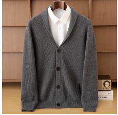 2025年秋季新款百搭男士加厚元宝针开衫针形7针加厚，男装羊绒套衫，鼎坤羊绒