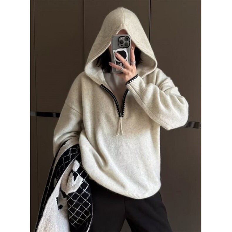 毛衣男春秋宽松舒适休闲净色百搭针织衫连帽舒适上衣MH2310,男装针织衫/毛衣,星座1116A（原606A-3）