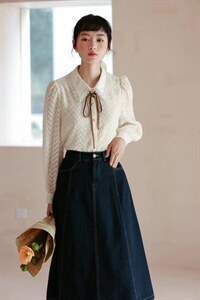 上衣+牛仔半裙图片