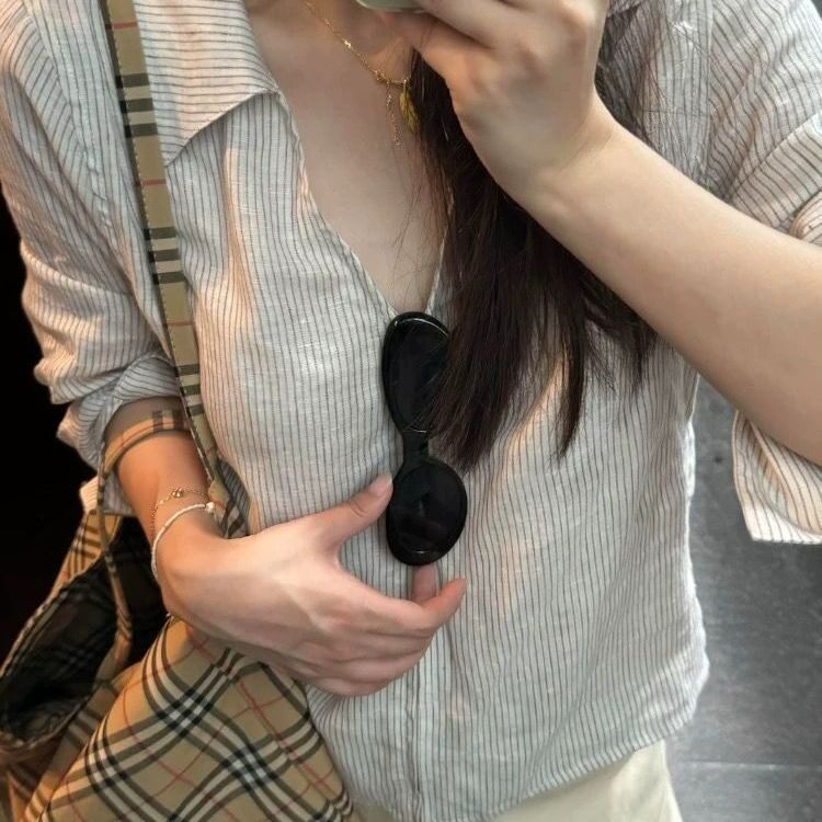 夏季韩系慵懒轻薄透气宽松慵懒防晒衬衣高级感长袖上衣图片