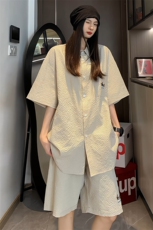 特批P39无差价夏季港风透气泡泡纱刺绣腊肠狗两件套CD5483+DK5863，男装休闲套装，电商A001