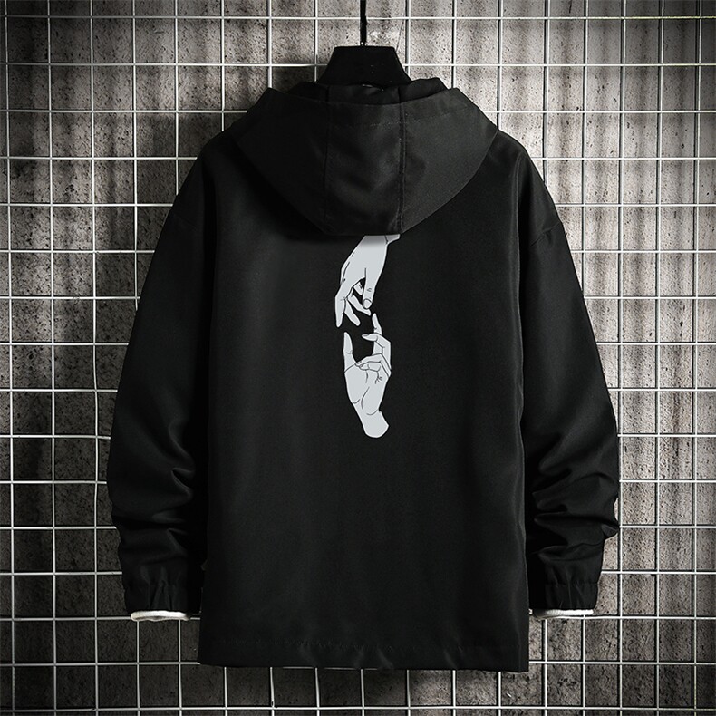 JK65147-P45 连帽夹克男大码胖子棒球服上衣外套 网格挂拍图片