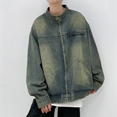 美式复古水洗做旧牛仔外套男女秋季高级感宽松夹克上衣JK064-P68，男装夹克，星座308B-2
