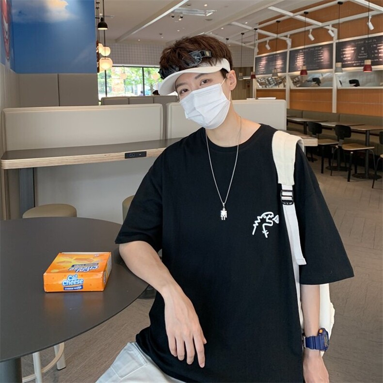 2025夏款果绿小恐龙短袖T恤男夏季港风宽松美式衣服潮流AQ06-P25，男装T恤，星座405-3