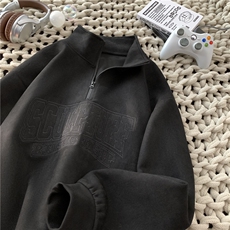 美式复古鹿皮绒重磅卫衣新款潮流鹿皮绒立领卫衣男P55-控78，男装卫衣，电商D309