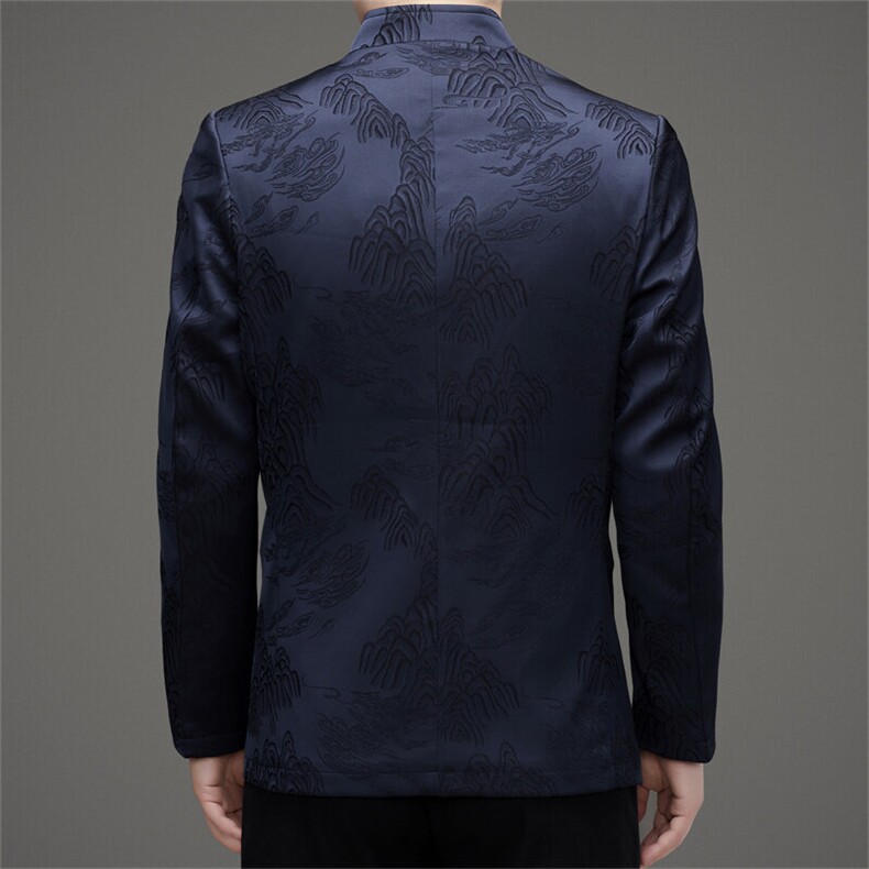 2025高品质中山装西服外套男中老年风新中式唐装西服上衣,男装西服,钱塘723
