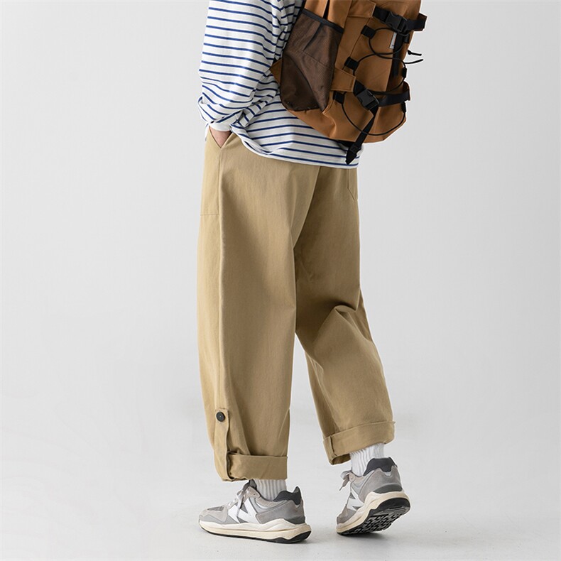 脚口可调两穿工装休闲裤男装2025秋冬抽绳长裤子J2079-P45控78，男装工装外套，电商A362