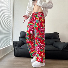 CK203东北大花民族特色风休闲哈伦运动裤束脚九分裤团队男女，男装休闲裤，星座115A(原星座507）