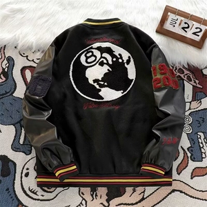 春秋欧美高街男夹克地球刺绣情侣装宽松棒球服潮牌外套JK112 P74图片