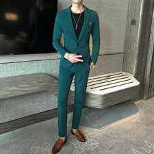 纯色小西服套装长袖西装西裤两件套无头风A328-20335-P165，男装西服套装，星座406