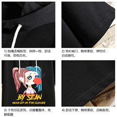 连帽短袖t恤男大码胖子带帽五分袖中袖砖墙挂拍LD54298-P45，男装T恤，电商A040A