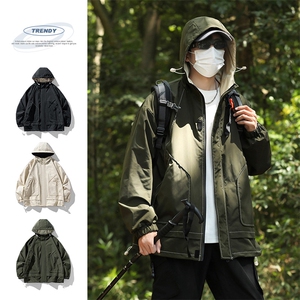 得物二开外套户外休闲2025年新款连帽夹克情侣登山服JK1203-P75
