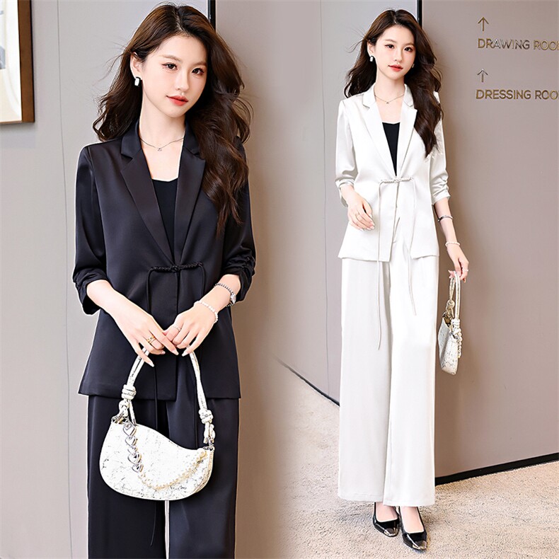 现货2024西装外套夏装新款宽松显瘦减龄西服西裤时尚气质两件套图片
