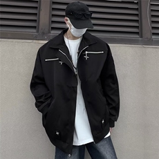 复古拉链机能风工装外套男潮牌高街宽松百搭飞行夹克JK241P68，男装夹克，星座410-2