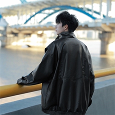 现货秋装新款宽松皮夹克男休闲百搭潮流痞帅上衣外套JK719-P85，男装夹克，星座1209-2
